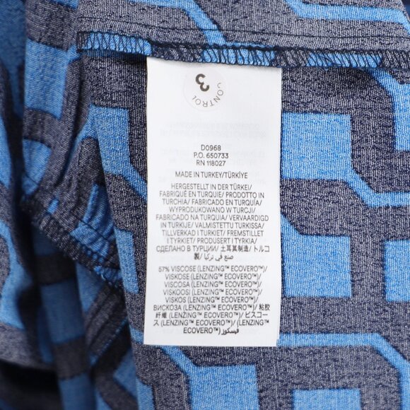 BODEN Flo Tiered Midi Shirt Dress Tie Belt Blue Geo Print Long Sleeve US Size 8 - Picture 8 of 8